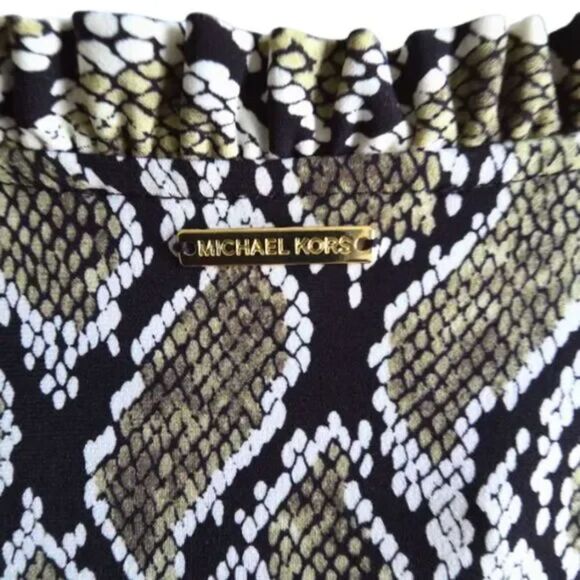 NWT Michael Kors 3X Plus Size Olive Green Snake Print Midi Stretch Dress - Picture 7 of 11
